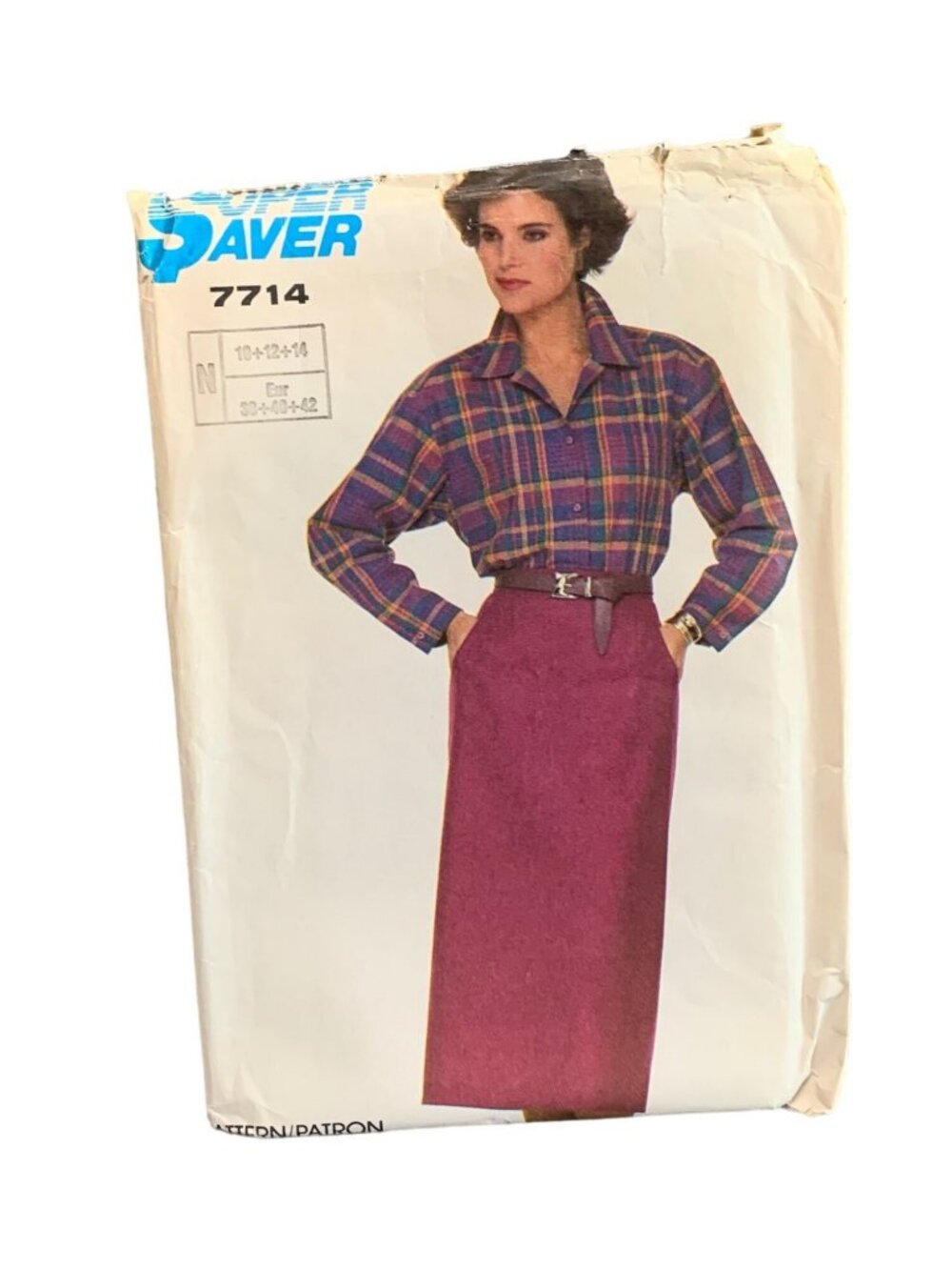 1980s Style Sewing Pattern Skirt Shirt Size 10-12-14 7714